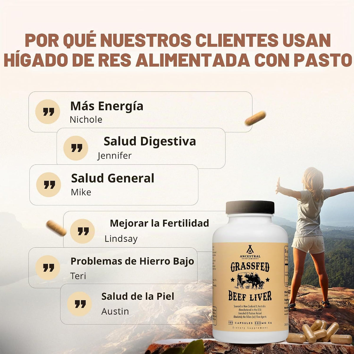 Ancestral Supplements Hígado vacuno alimentado con pastura (disecad...