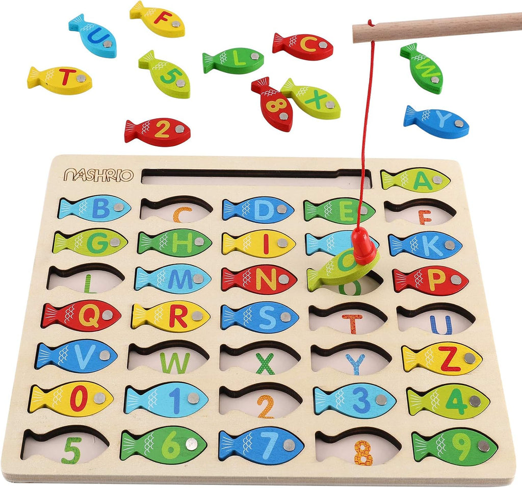 Juguete Magnético de Pesca de Madera para Niños Pequeños, Juegos de...