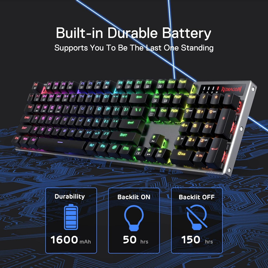 Redragon K556 PRO Teclado mecánico inalámbrico RGB para juegos | 0...