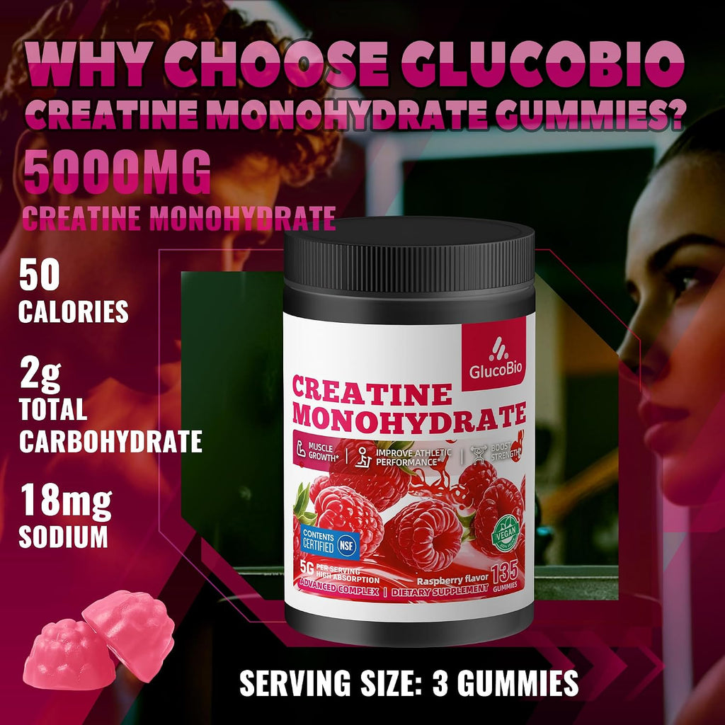 Gomitas de monohidrato de creatina certificadas por NSF para hombre...