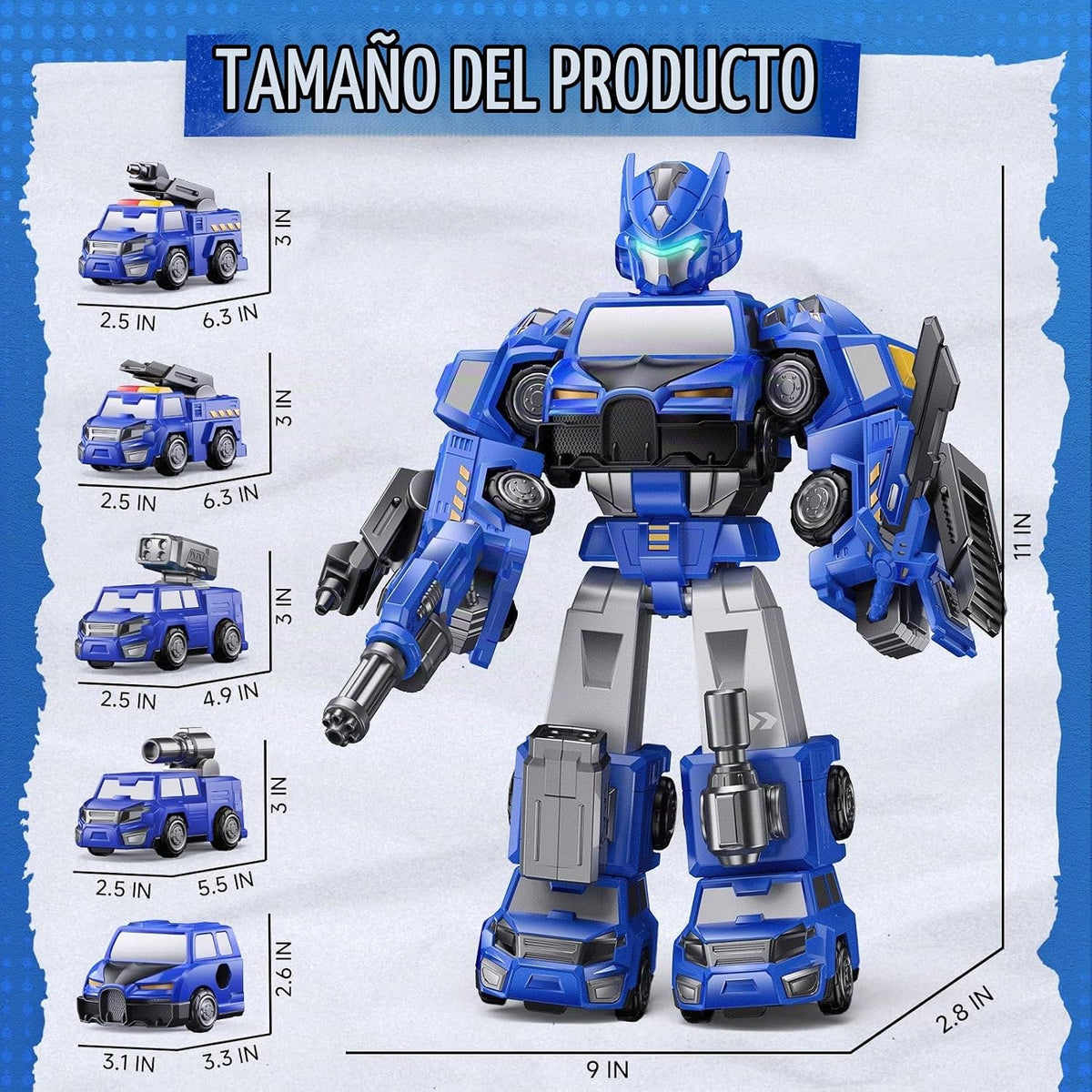 MEWOCHEE Camiones transformables magnéticos 5 en 1, juguetes robóti...