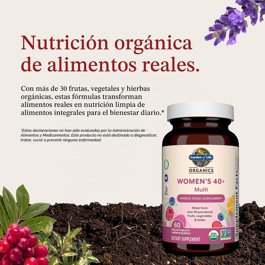 Garden of Life Organics Vitaminas para Mujeres de 40+ - 60 Tabletas...