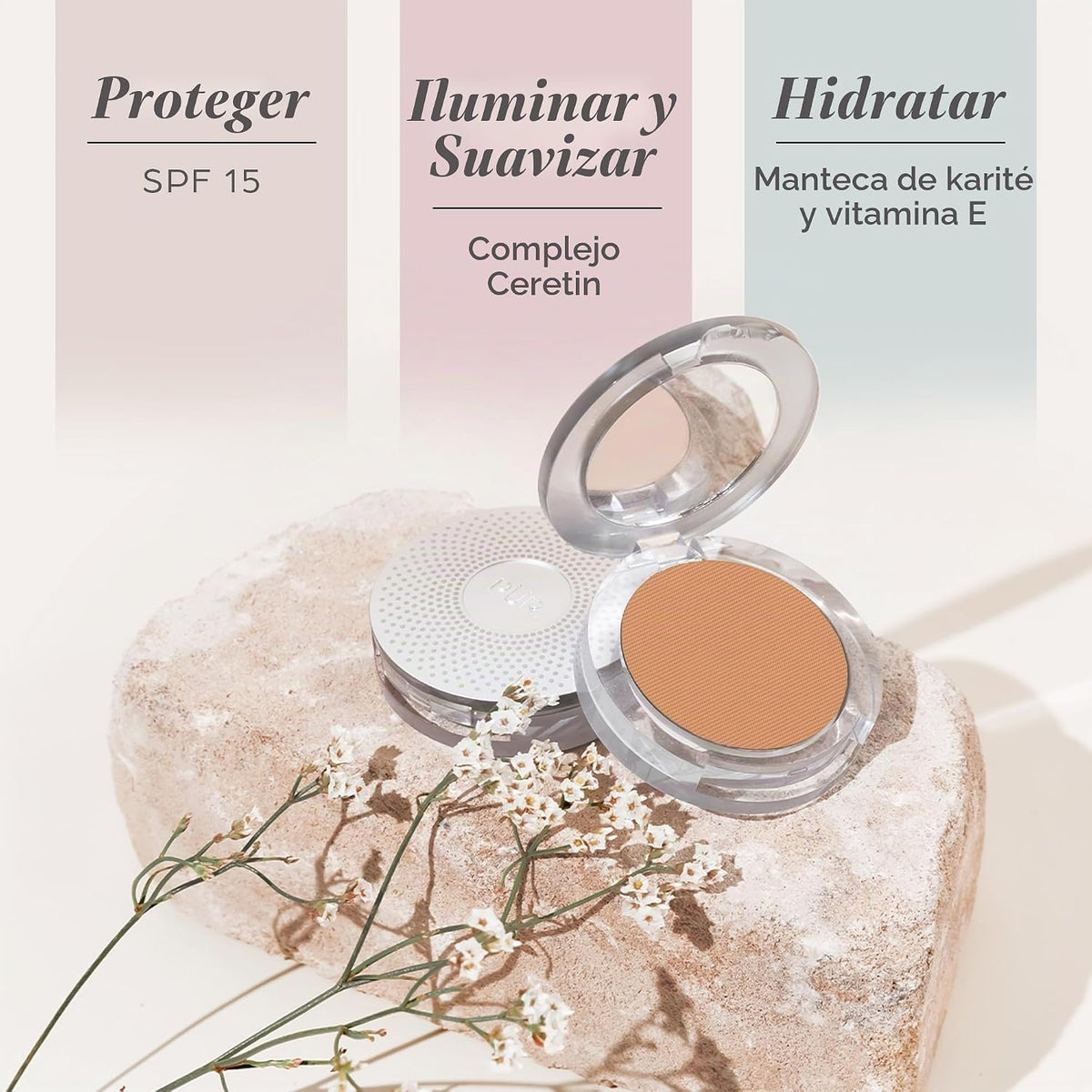 Base de maquillaje mineral prensada 4 en 1 PÜR con SPF 15