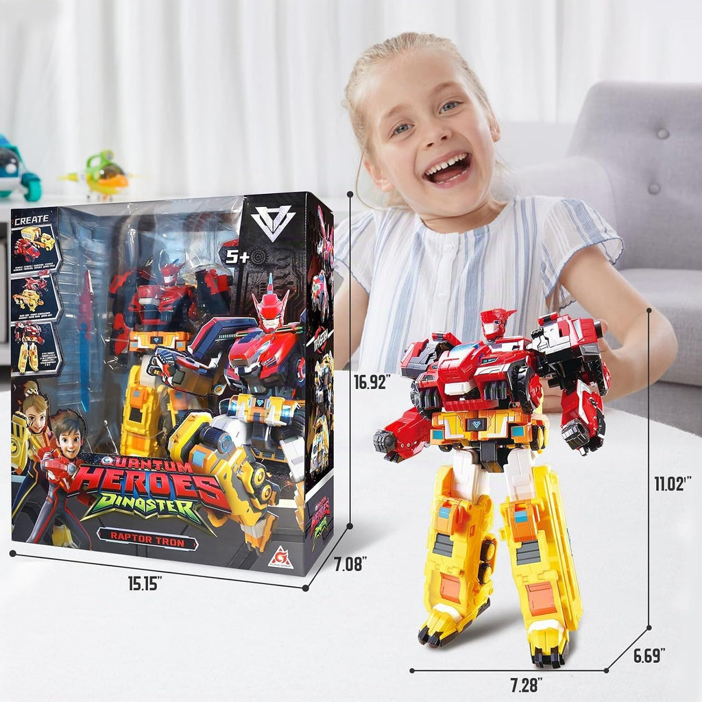 QUANTUM HEROES DINOSTER Raptor Tron 11in \u2013 Robot 3 en 1, 5+ |...