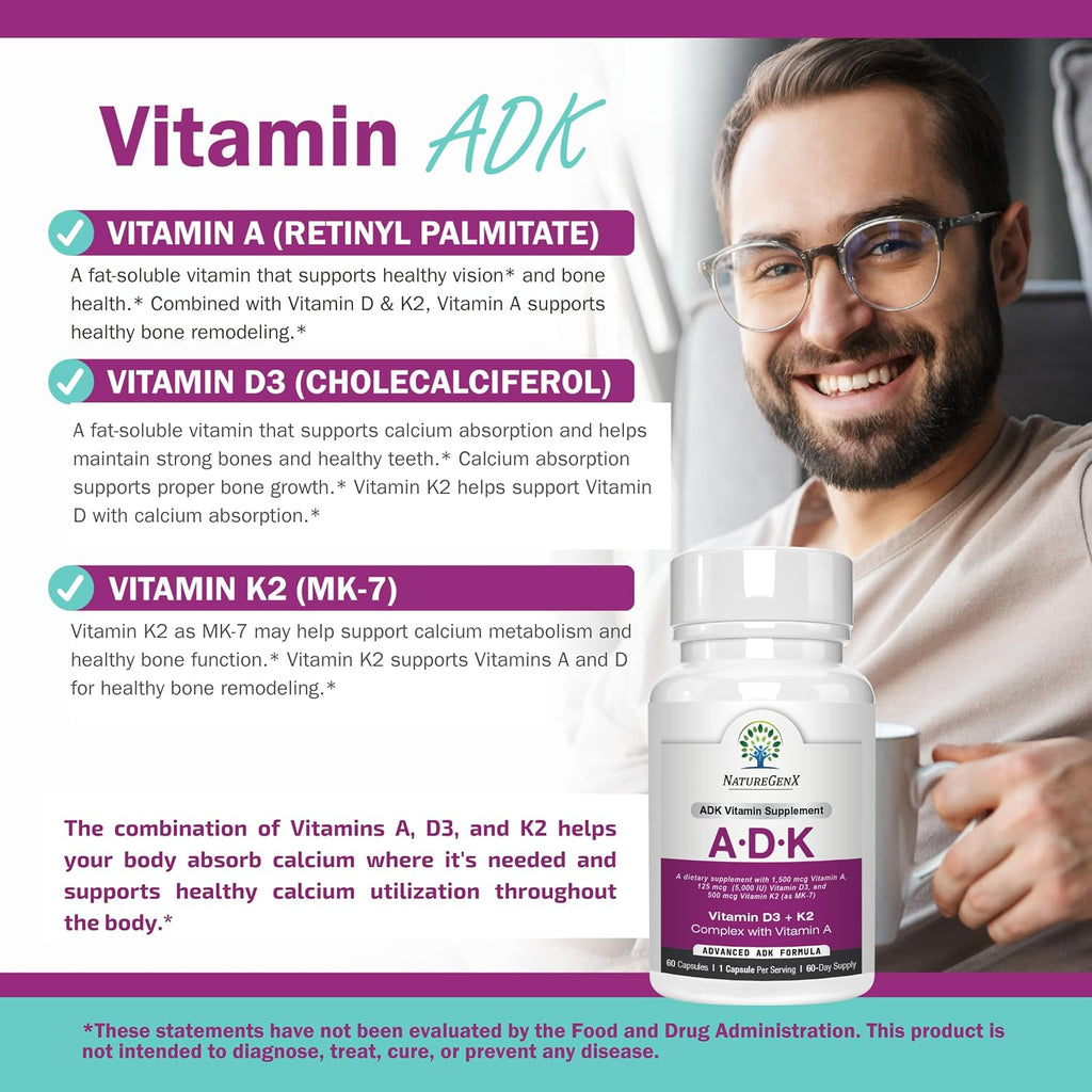 NatureGenX ADK Suplemento vitamínico de 5000 UI \u2013 Vitaminas A,...