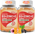Gomitas de vitamina C + D3 + zinc sin azúcar para adultos mayores d...