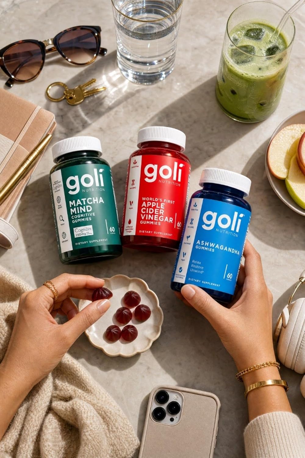 3 botellas del paquete Goli Favorites: suplementos de Ashwagandha K...