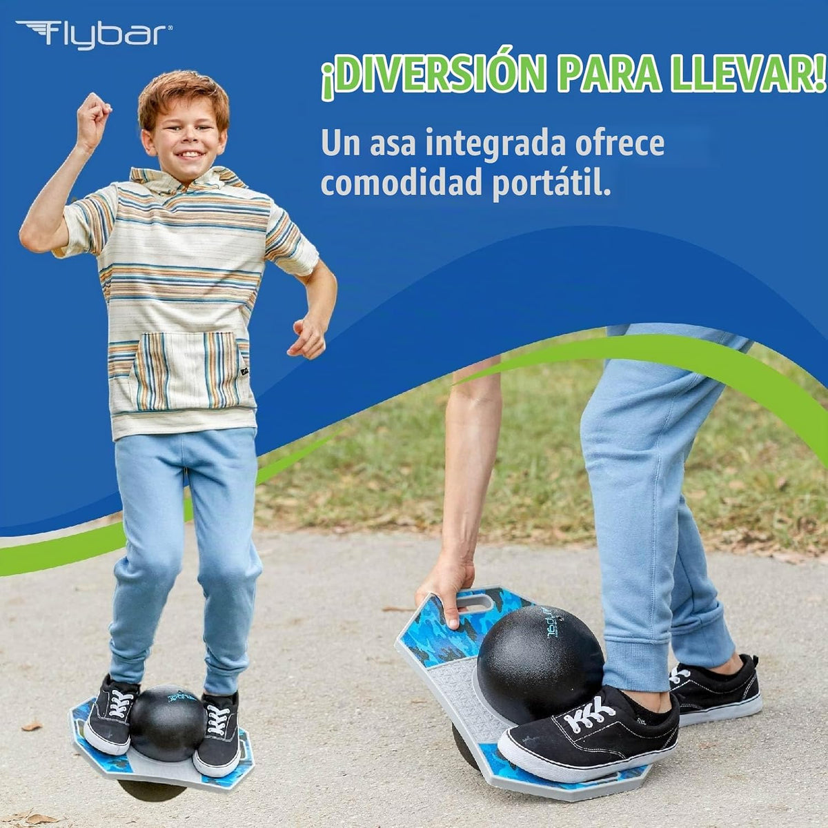 Flybar Pogo - Pelota de truco para niños, tabla de rebote de equili...