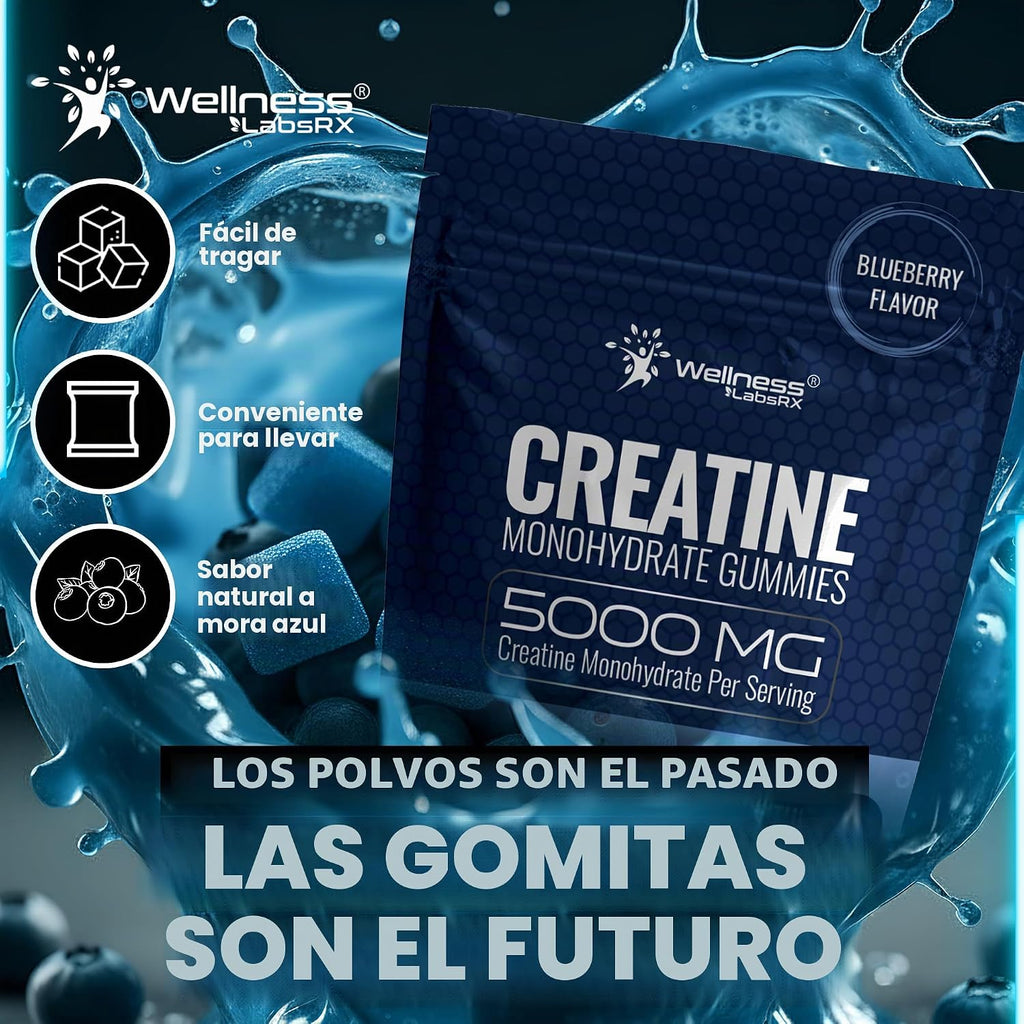WELLNESS LABSRX Gomitas de creatina para mujeres y hombres, gomitas...