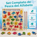 Juego de pesca con alfabeto magnético de madera para niños de 3 a 5...