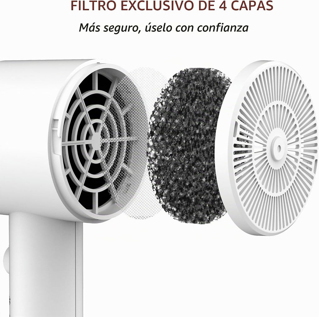 AINA Secador de pelo con difusor, peine secador completo 110V (blan...