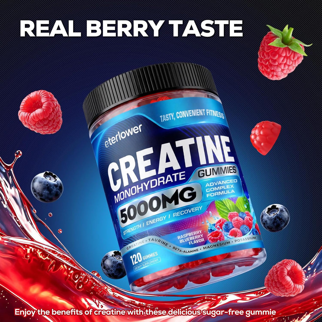 eterlower Gomitas de creatina, complejo 8 en 1 con taurina y electr...