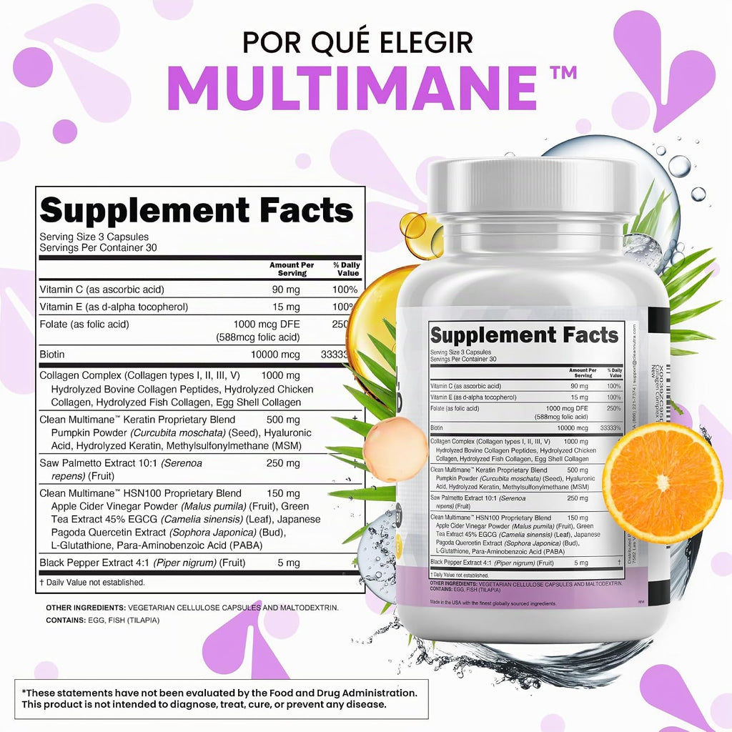 Clean Nutraceuticals Pastillas de Colágeno 1000mg Biotina 10000mcg...