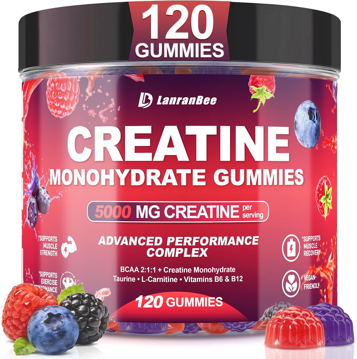 Gomitas de monohidrato de creatina para hombres y mujeres con L-car...