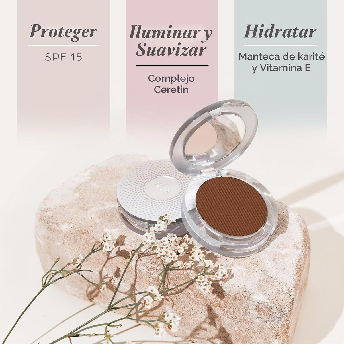 Base de maquillaje mineral prensada 4 en 1 PÜR con SPF 15