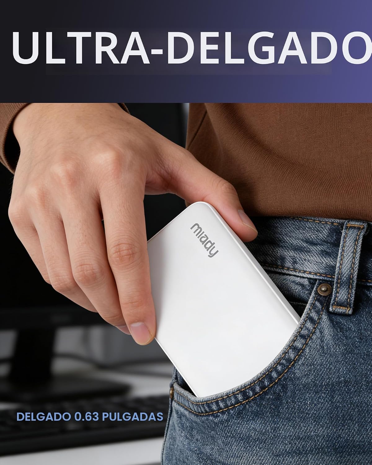 Miady Paquete de 2 cargadores portátiles, batería de viaje delgada...