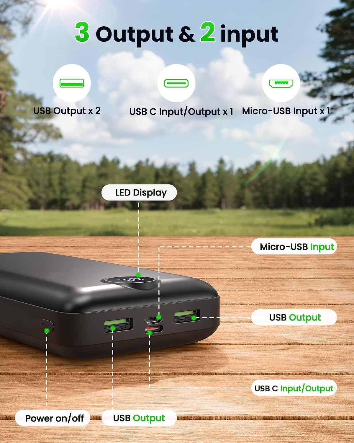 Cargador portátil Banco de energía 50000mAh 22.5W Carga rápida USB...
