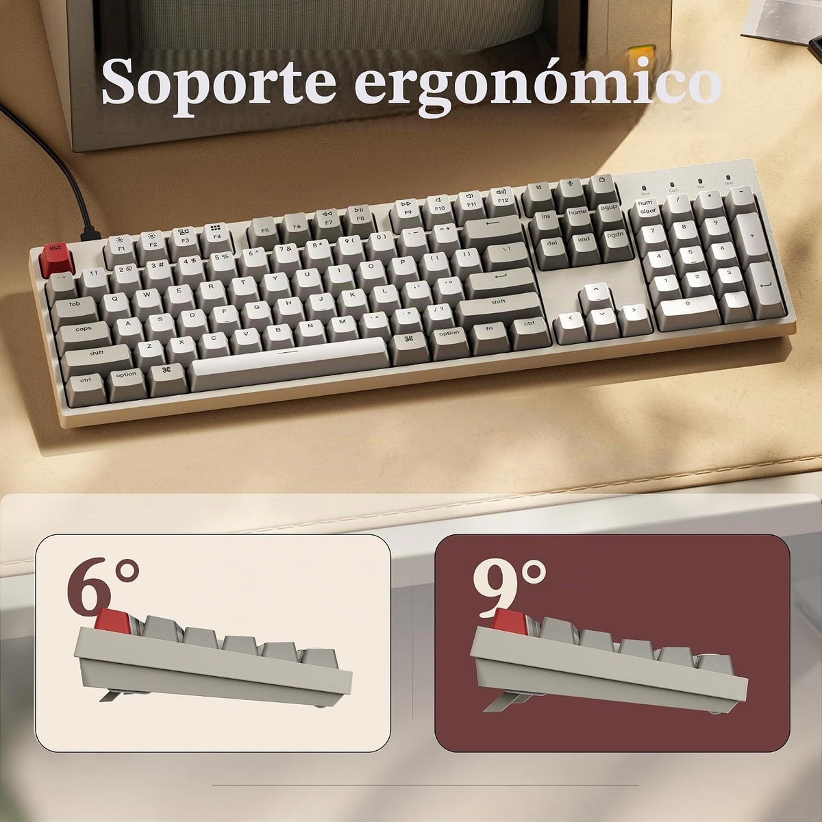 Keychron Teclado mecánico con cable de tamaño completo C2, interrup...