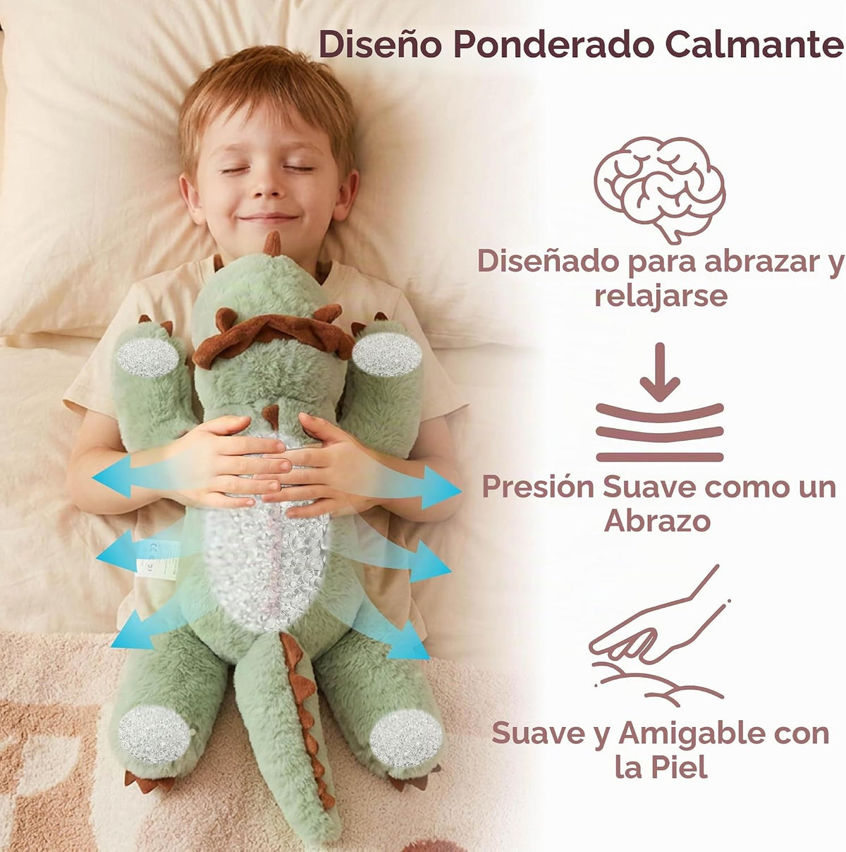 Niuniu Daddy - Almohada de peluche con peso de dinosaurio para niño...