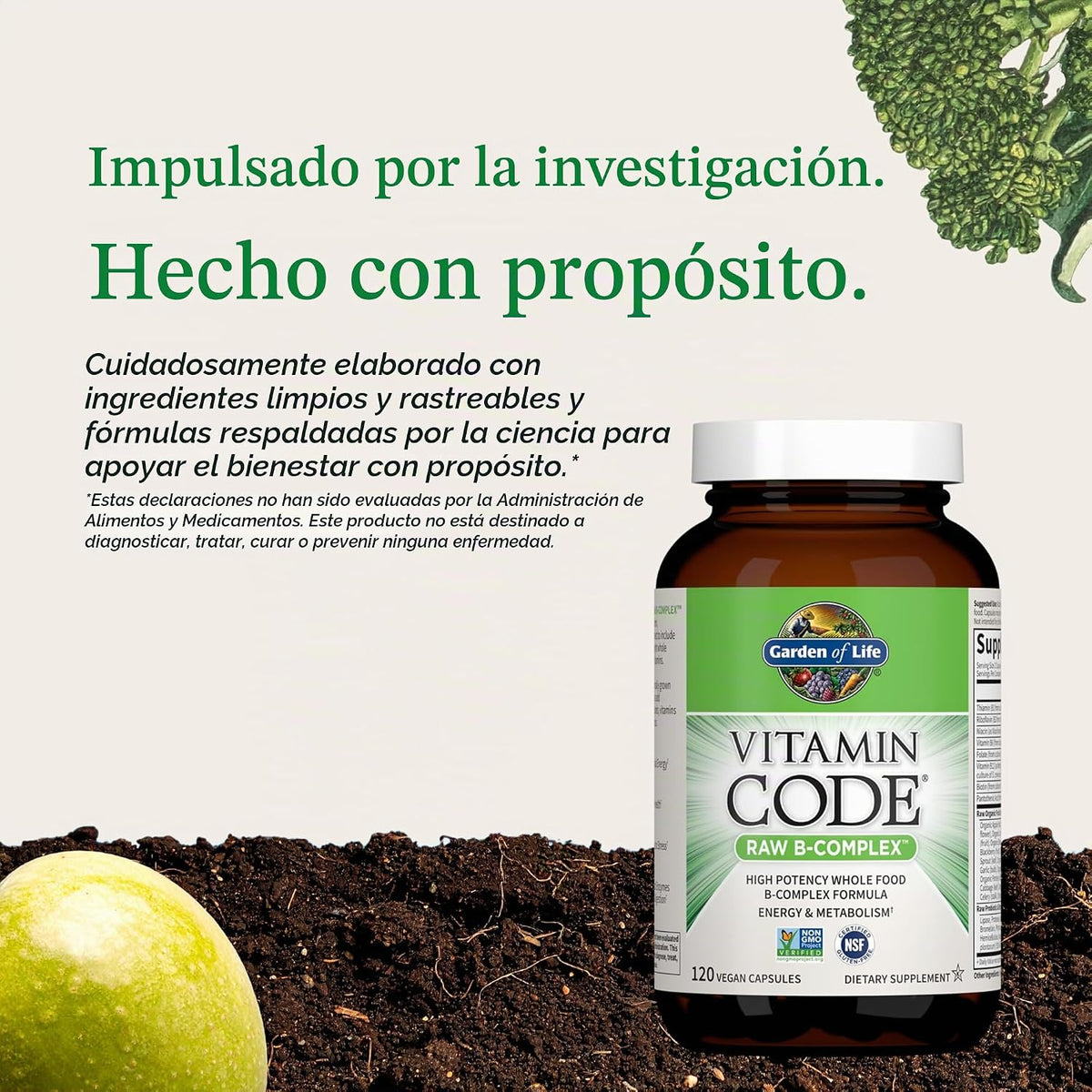 Garden of Life Complejo de vitamina B, 120 cápsulas veganas, vitami...