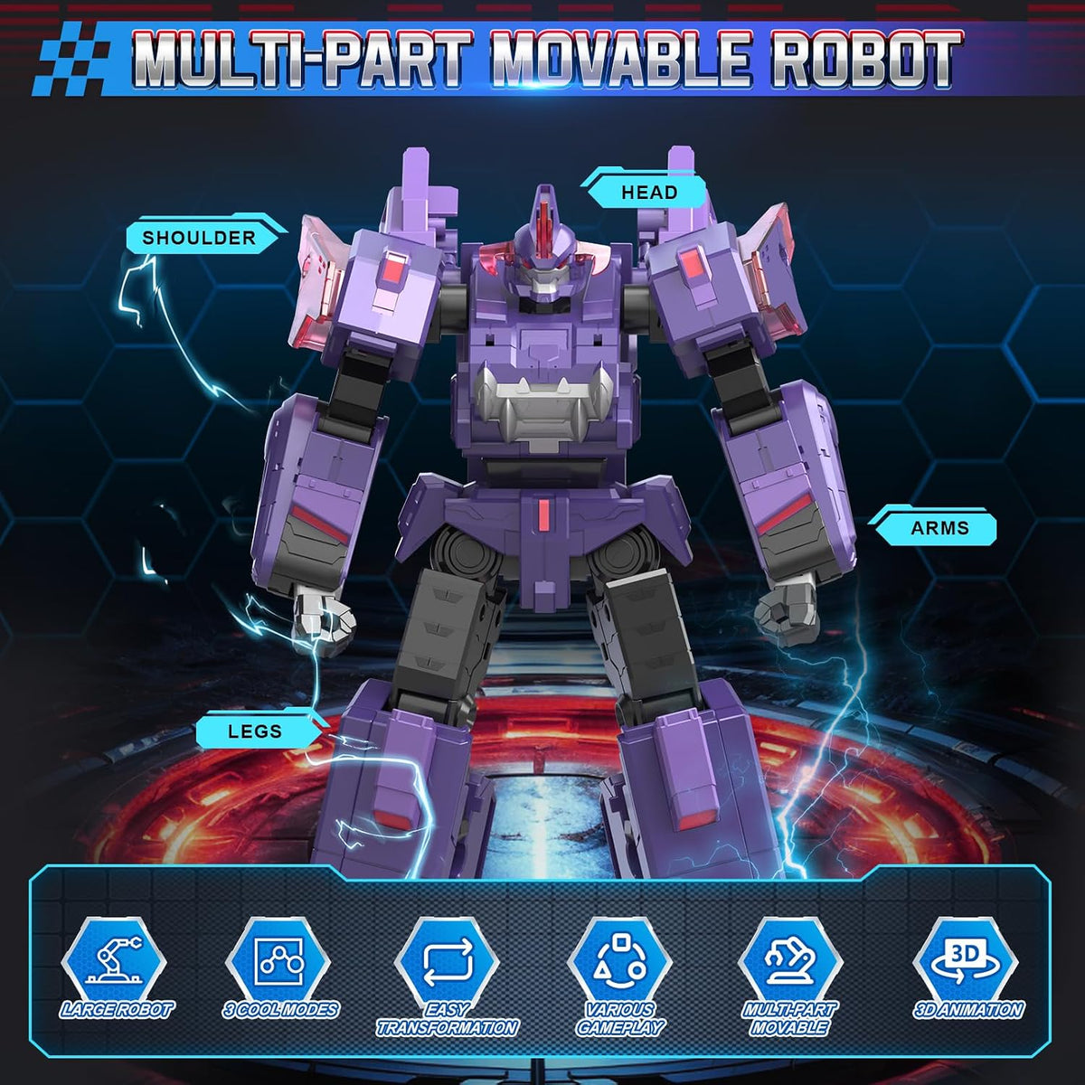QUANTUM HEROES DINOSTER Robot transformable 3 en 1 Mosa Storm, 8.66...