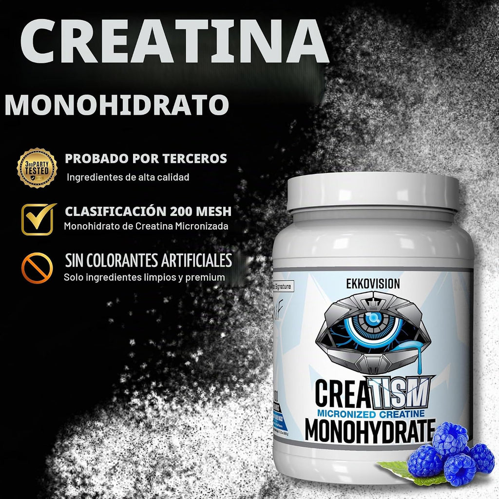 Ekkovision Polvo de creatina monohidrato micronizado, Puckin' B...