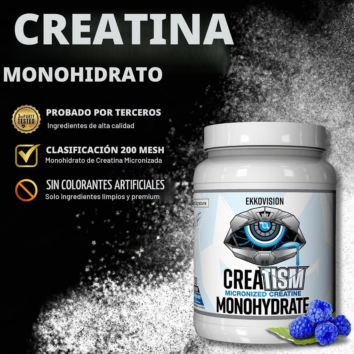 Ekkovision Polvo de creatina monohidrato micronizado, Puckin' B...