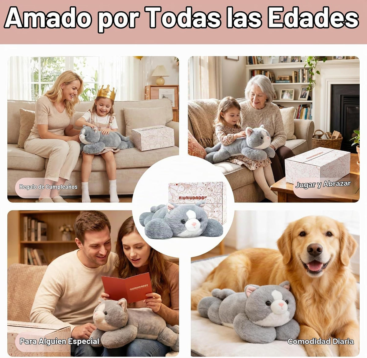 Niuniu Daddy - Animal de peluche con peso, juego de caja de regalo,...