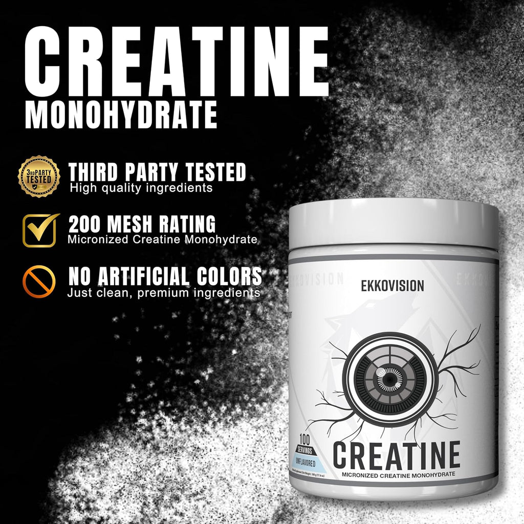Ekkovision Polvo de Monohidrato de Creatina, Micronizado, Sin Sabor...
