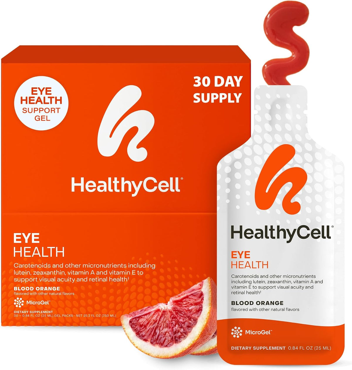 HealthyCell Suplemento líquido diario Eye Health - 30 paquetes de g...