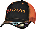 Ariat Sombrero de malla para hombres negro rojo gris