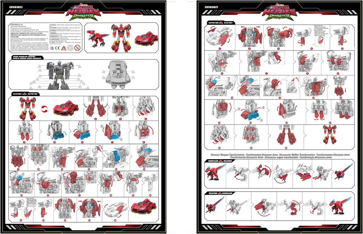 QUANTUM HEROES DINOSTER Robot Blaze Bolt 2 en 1: más de 30 juntas,...
