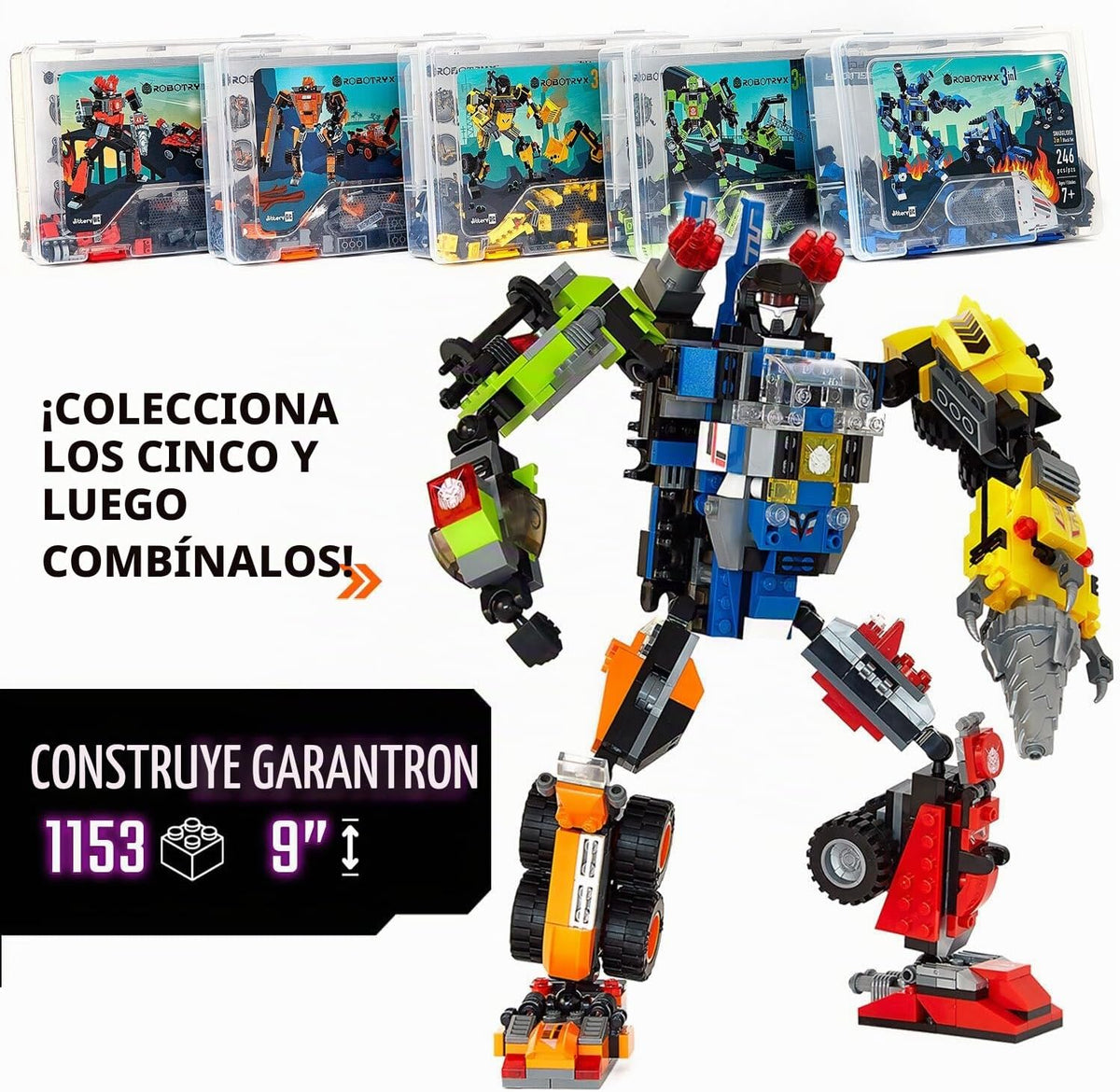 JITTERYGIT Mech - Juego de figuras de acción STEM que brillan en la...
