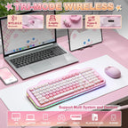 YUNZII Teclado mecánico inalámbrico C98 Cute Cake (rosa, interrupto...