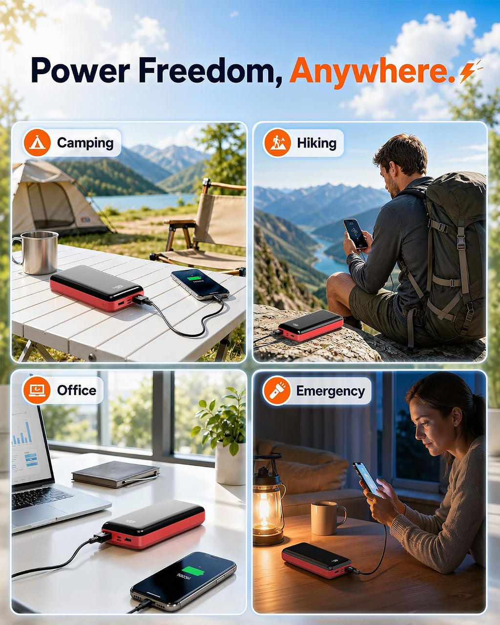 Power Bank 50000mAh Cargador portátil 22.5W Paquete de batería USB...