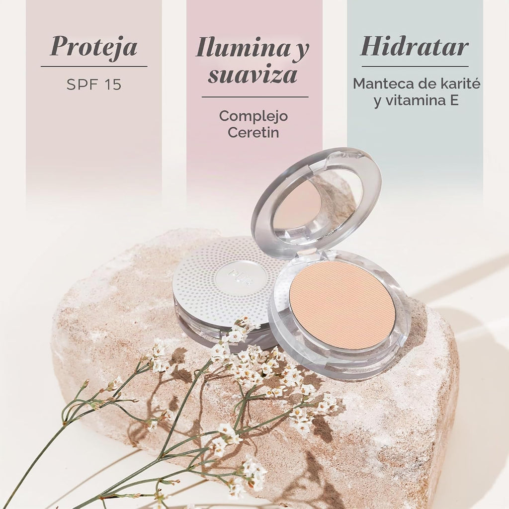 Base de maquillaje mineral prensada 4 en 1 PÜR con SPF 15