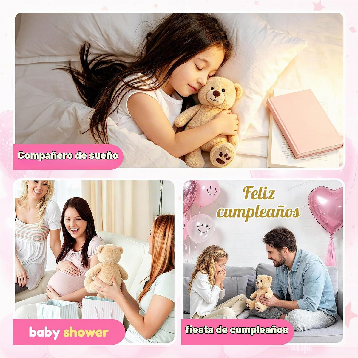 LotFancy Teddy Bear - Peluche de peluche suave de 12.0 in, color ma...