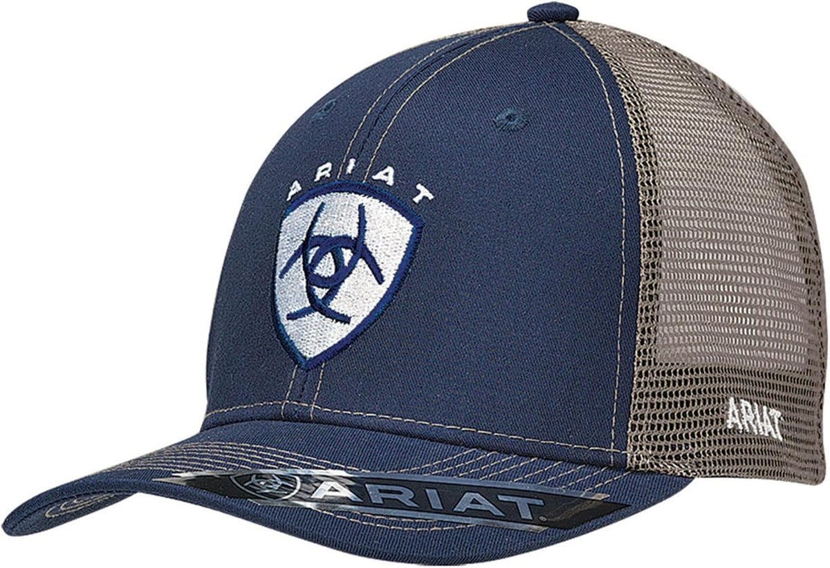 Ariat Sombrero de malla para hombres negro rojo gris