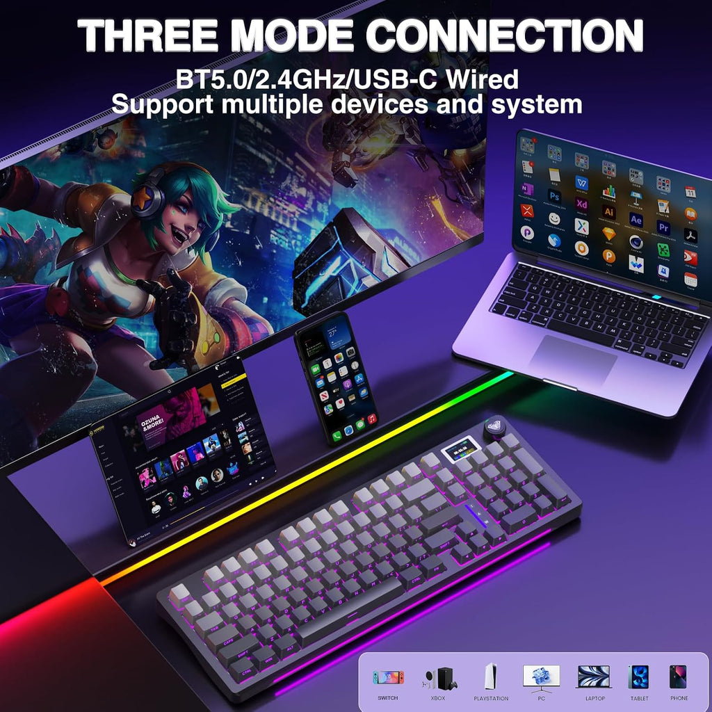 AULA S98 Pro Teclado mecánico inalámbrico para juegos con pantalla,...