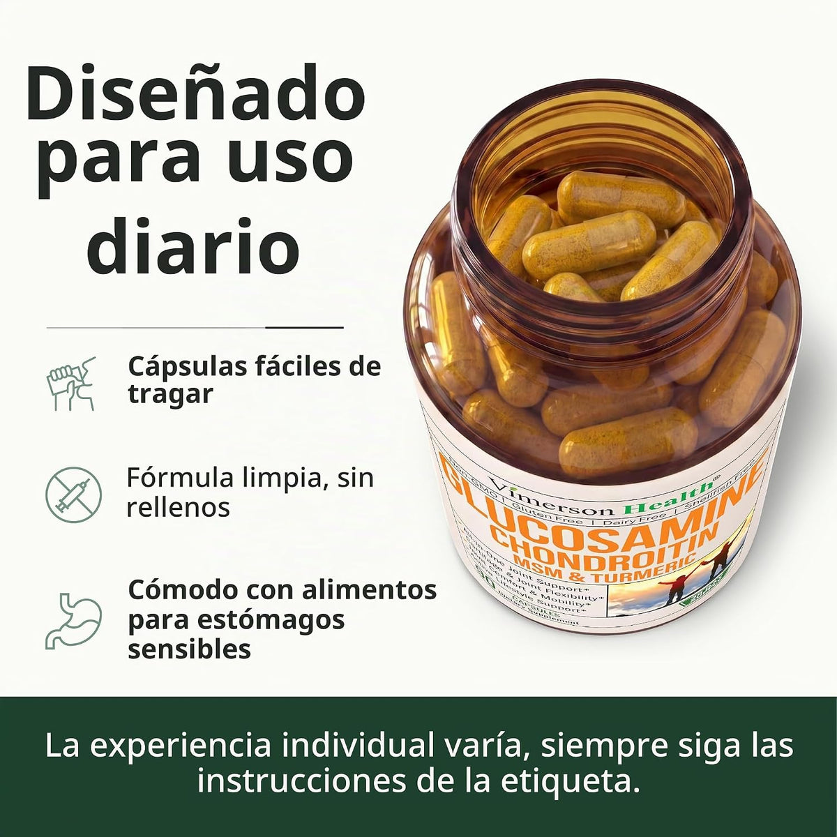 Glucosamina Condroitina MSM - Suplemento de apoyo articular para mu...