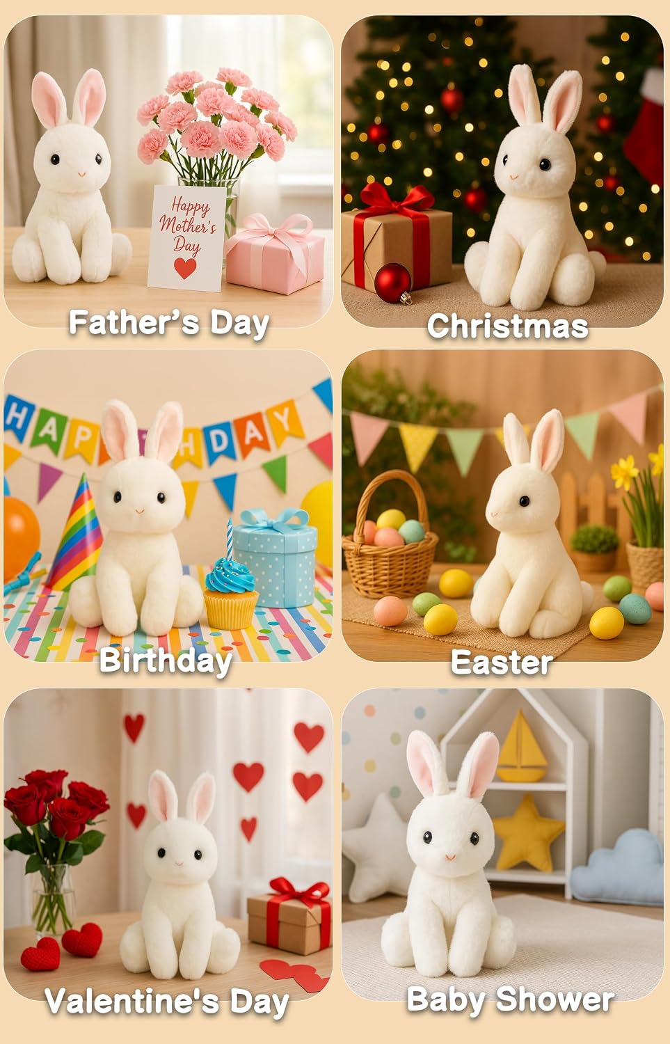 WEIGEDU Animales de peluche conejo con orejas rosas para niñas, niñ...