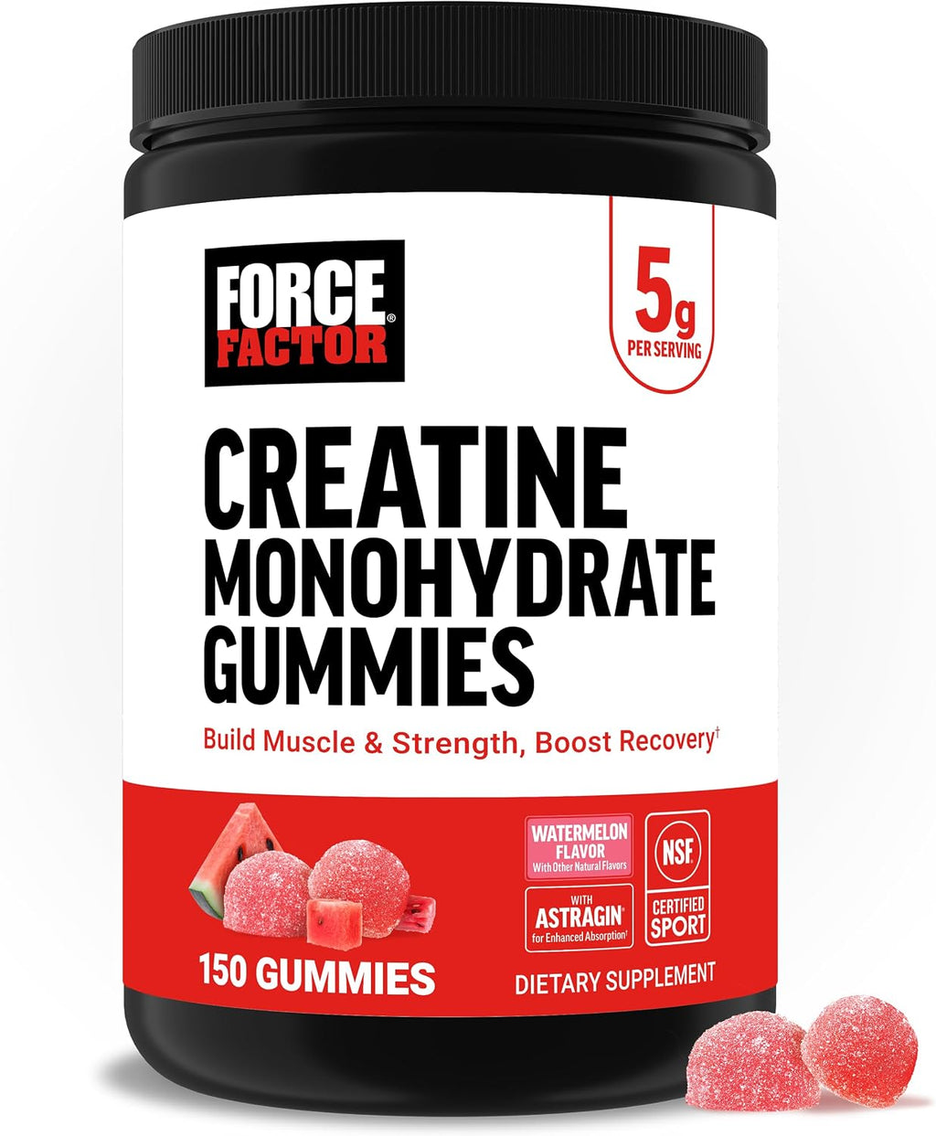 Force Factor Creatina Monohidrato Gomitas, Certificado NSF | Dosis...