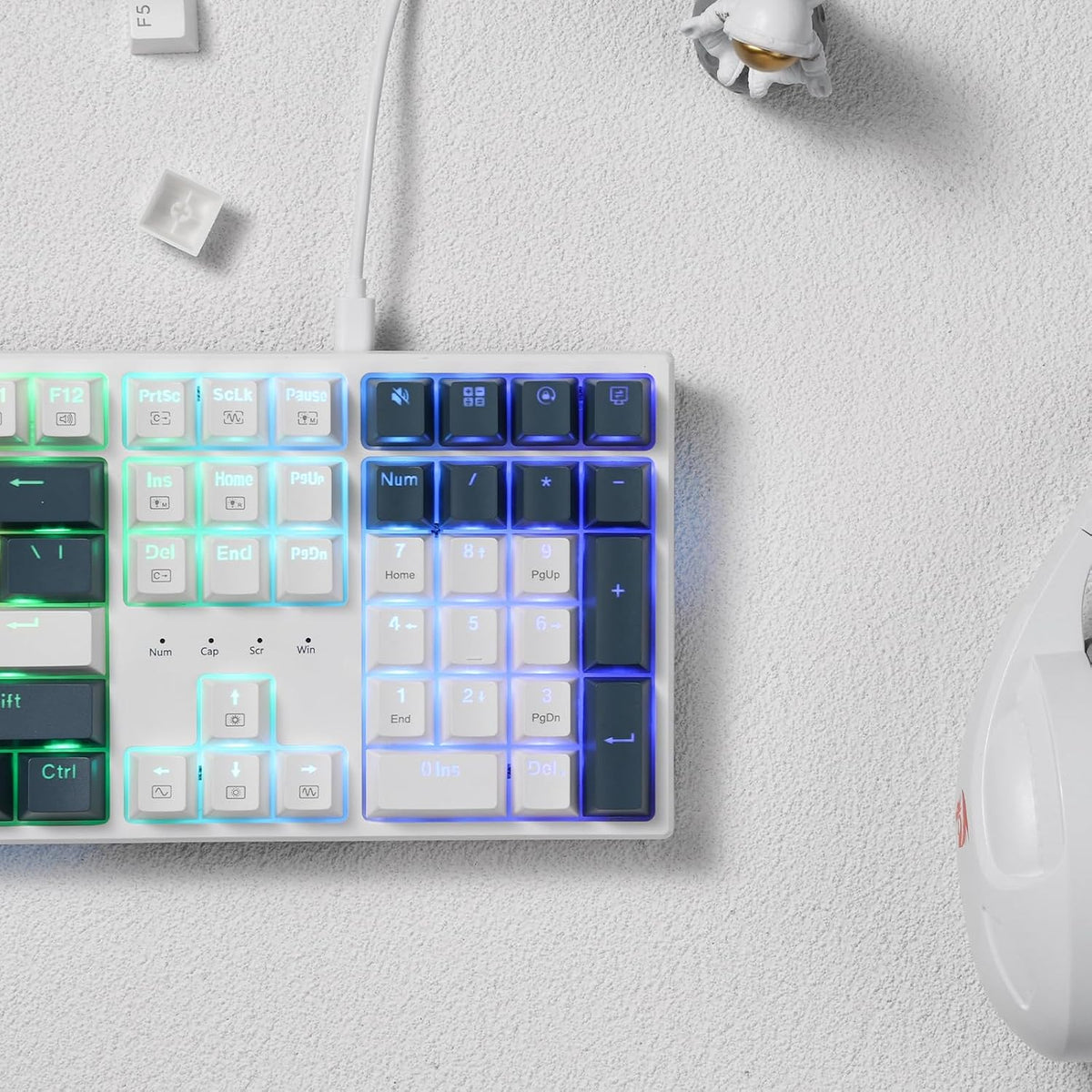 Redragon K668 Teclado para juegos RGB con cable intercambiable en c...
