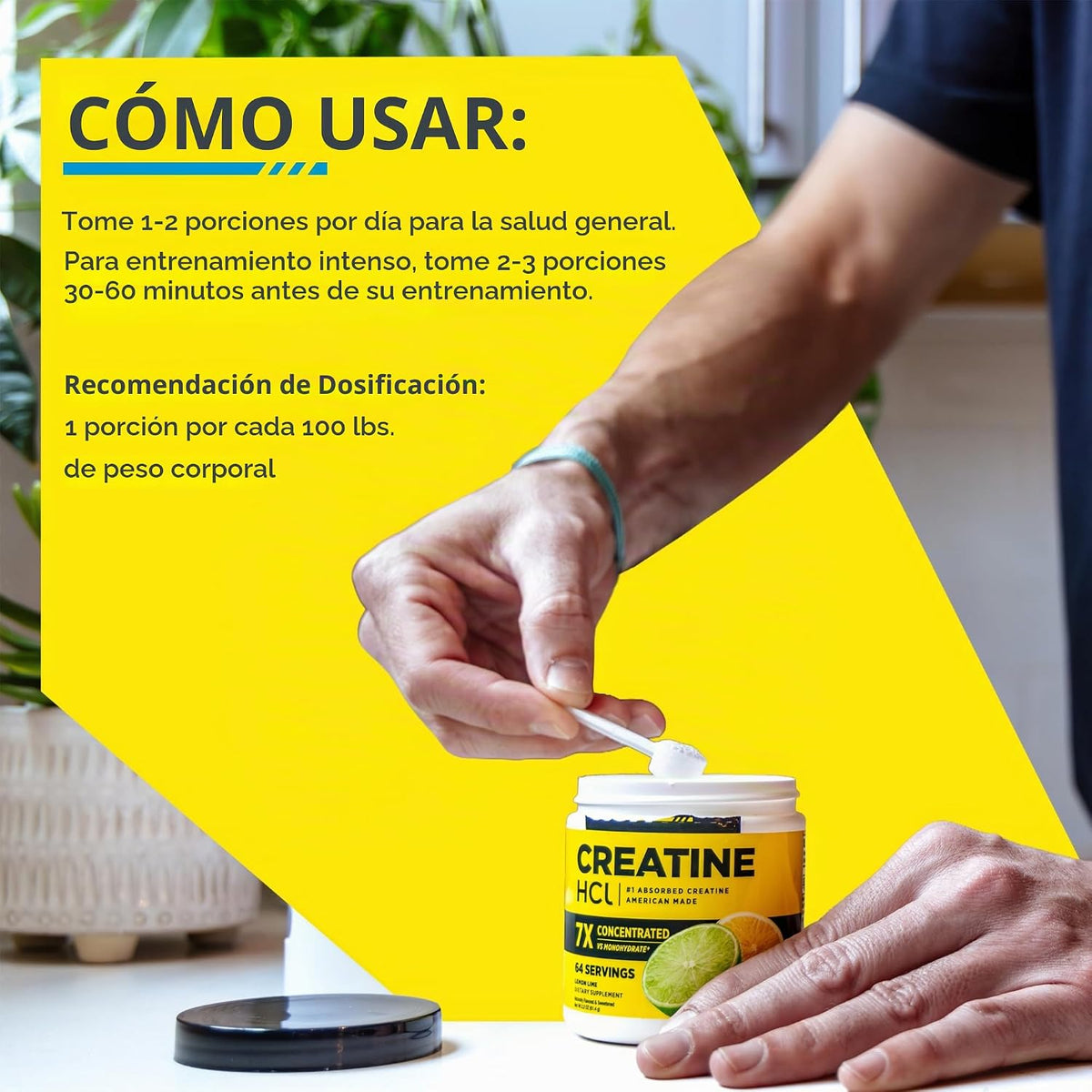 CON-CRET Creatina HCl en polvo para mujeres y hombres, crema de nar...