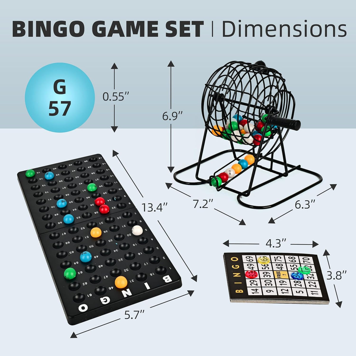 Doublefan Conjunto de bingo familiar, 75 bolas de color con jaula d...