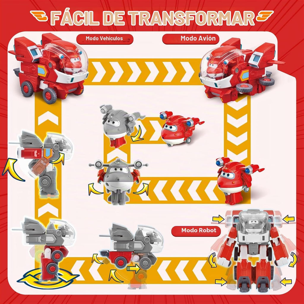 Super Wings Juguetes, robot transformador Super Mecha de Jett de 7...