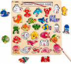 Juego de pesca con alfabeto magnético de madera para niños de 3 a 5...