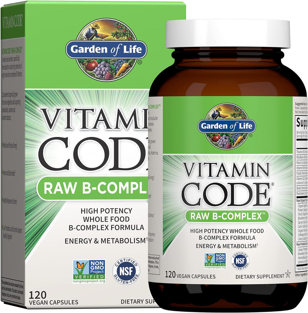 Garden of Life Complejo de vitamina B, 120 cápsulas veganas, vitami...