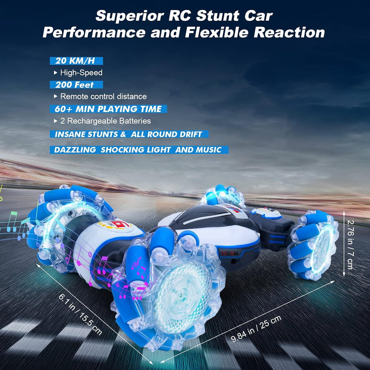 Fosgoit Gesture Sensing RC Stunt Car, juguetes para niños y niñas d...