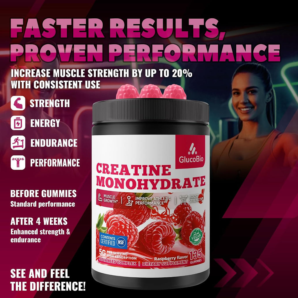 Gomitas de monohidrato de creatina certificadas por NSF para hombre...